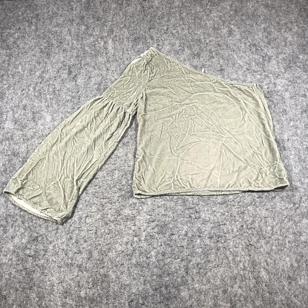 Young Fabulous & Broke Top Womens XS Green Velvet One Shoulder Long Sleeve‎